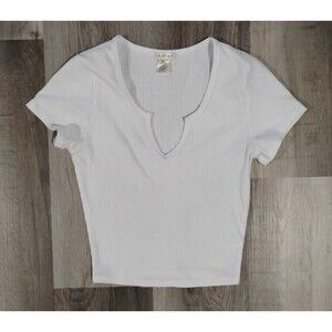 Bozzolo White Ribbed Short Sleeve Top Women’s Size Small